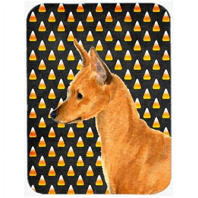 Carolines Treasures SS4259LCB Min Pin Candy Corn Halloween Portrait Glass Cutting Board - Large
