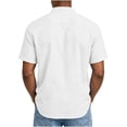 thumbnail image 5 of LIaqionyy Mens Cotton Linen Button down Shirts Casual Callarless Short Sleeve Shirt Summer Beach Tops with Pocket, 5 of 6