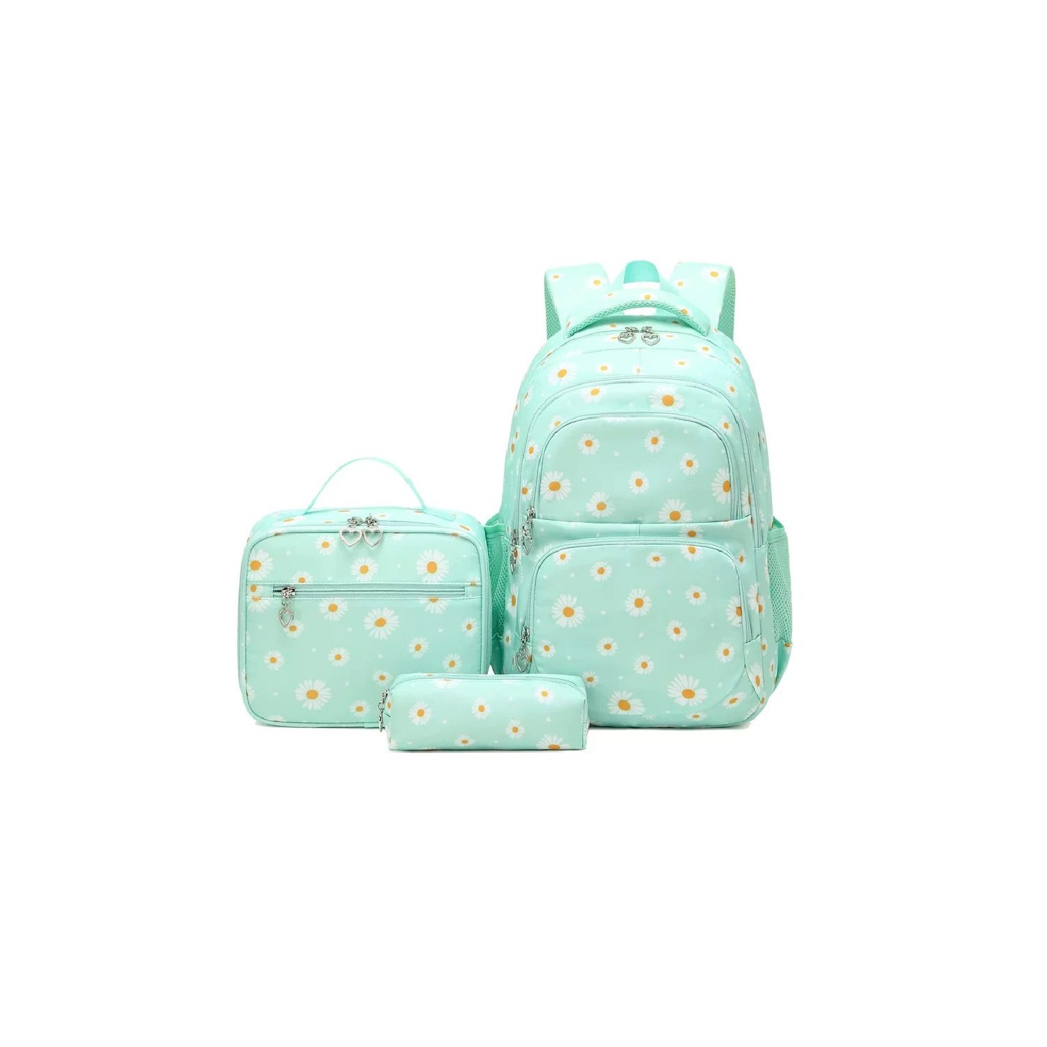 ZZZL Daisy Backpacks 3 Pcs With Lunch Pack Pencil Case, Water Resistant