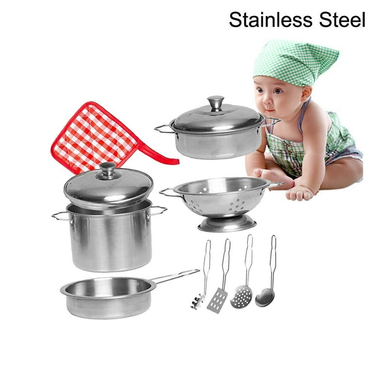 Stainless Steel Kitchen Cookware Pots Pans  Toy Pan Set Pots Kitchen  Cookware Kids - Kitchen Toys - Aliexpress