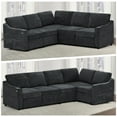 thumbnail image 7 of ACMEASE 84 Inches Chenille Sectional Couch w/Adjustable Backrests, Convertible L-Shape Sleeper Sofa w/USB Ports, Modular Corner Sofa w/Pull-Out Bed & Storage Space for Living Room, Black, 7 of 7