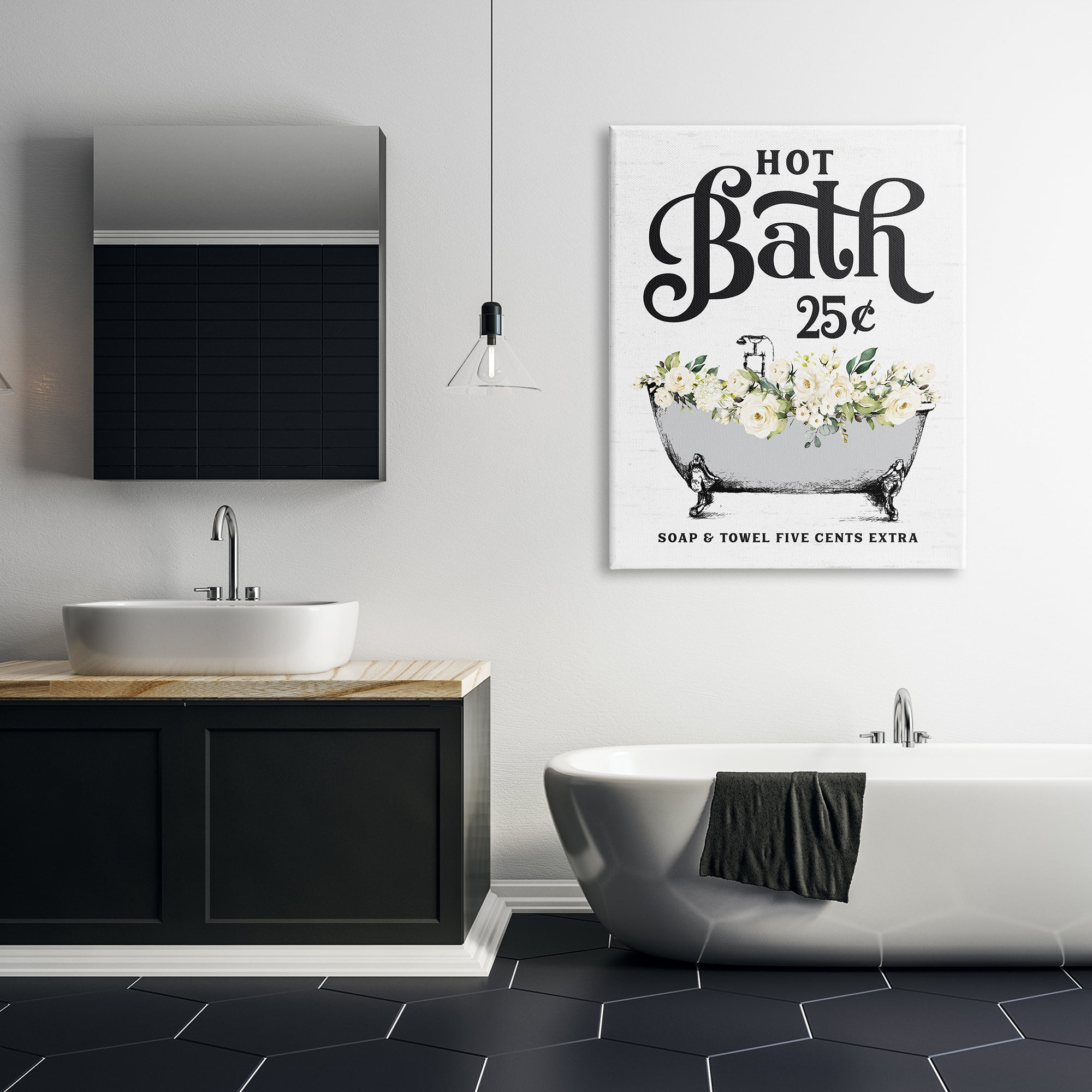 Stupell Industries Hot Bath Floral Tub Botanical & Floral Painting Gallery Wrapped Canvas Print Wall Art, 36 x 48