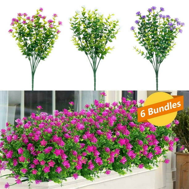 HOTBEST 6 Pcs Artificial Flowers Bulk, Fake Flower Bouquets, Outside