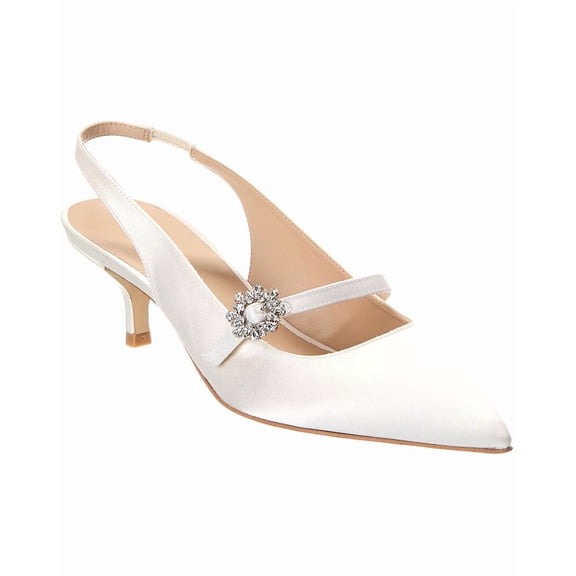 Stuart Weitzman Aura Mary Jane Satin Slingback Pump, 6.5, White