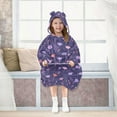 thumbnail image 7 of Dailycode Wearable Blanket Hoodie Oversized Sherpa Flannel Blankets with Pocket for 3-14 Year Old Pastel Floral Flower, 7 of 7