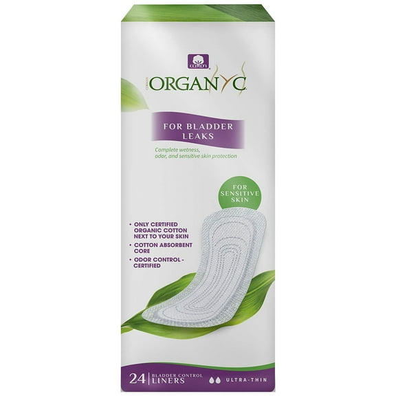 Organyc 100% Organic Cotton Light Incontinence Liners for Bladder Leakage Control, FSA/HSA Eligible, Ultra Thin, Light Flow, 24 Count
