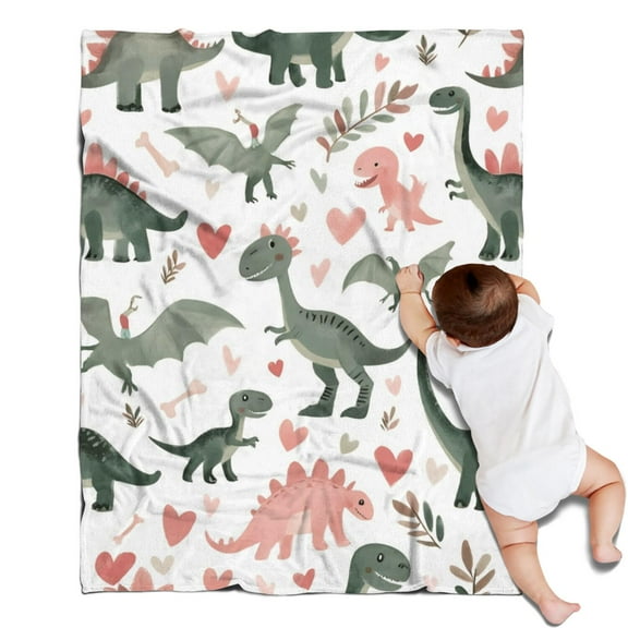 Cute Dinosaur Pattern Blanket,Comfortable Soft Flannel Throw Blanket,All Season,Warm Lightweight Blankets for Sofa Bed Couch Living Room Chair,30"x40"(80x100cm)