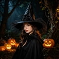 thumbnail image 3 of Odeerbi Kids Boys Girls Halloween Witch Hat Rose Tulle Wide Brim Pointed Tall Hat Party Dress Up Accessory, 3 of 6