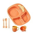 thumbnail image 3 of CSChome Food-grade Cutlery Set For Kids Cutlery Set Radish Compartment - Creative Cute Shape Easy to Clean Dinner Plate Set, Bowl Cup, Food-Grade, 3 of 7