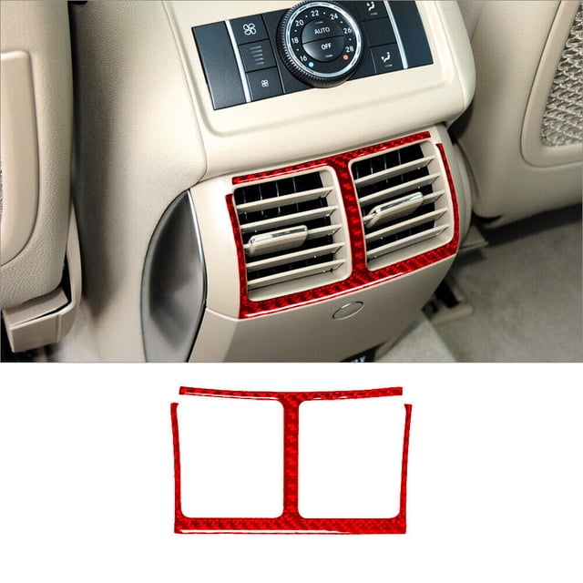 Real Bright Soft Car Interior Carbon Fiber Sticker DecorationFor Mercedes-Benz R320/350 Red Carbon Fiber Rear Center Air Vent CoverAuto Car Protection Interior Accessories