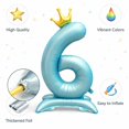 thumbnail image 5 of 42” Standing Crown Number 6 Balloon, Large Blue Foil Balloon for Birthday Party Decorations, 5 of 7