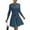 Dark Blue, variant on Weardear Kint Dress for Women 2025 Casual Long Sleeve Ribbed Flowy Crewneck Dress with Tie Waist