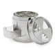 thumbnail image 1 of Hierba gruesa sal de hojas de sal de sal, grinder 4 capas, vanilla, trituradora, molino de especias, herramienta de filtro de molienda con bandeja de recolección de plata, plata. Inevent HA011039-01, 1 of 7