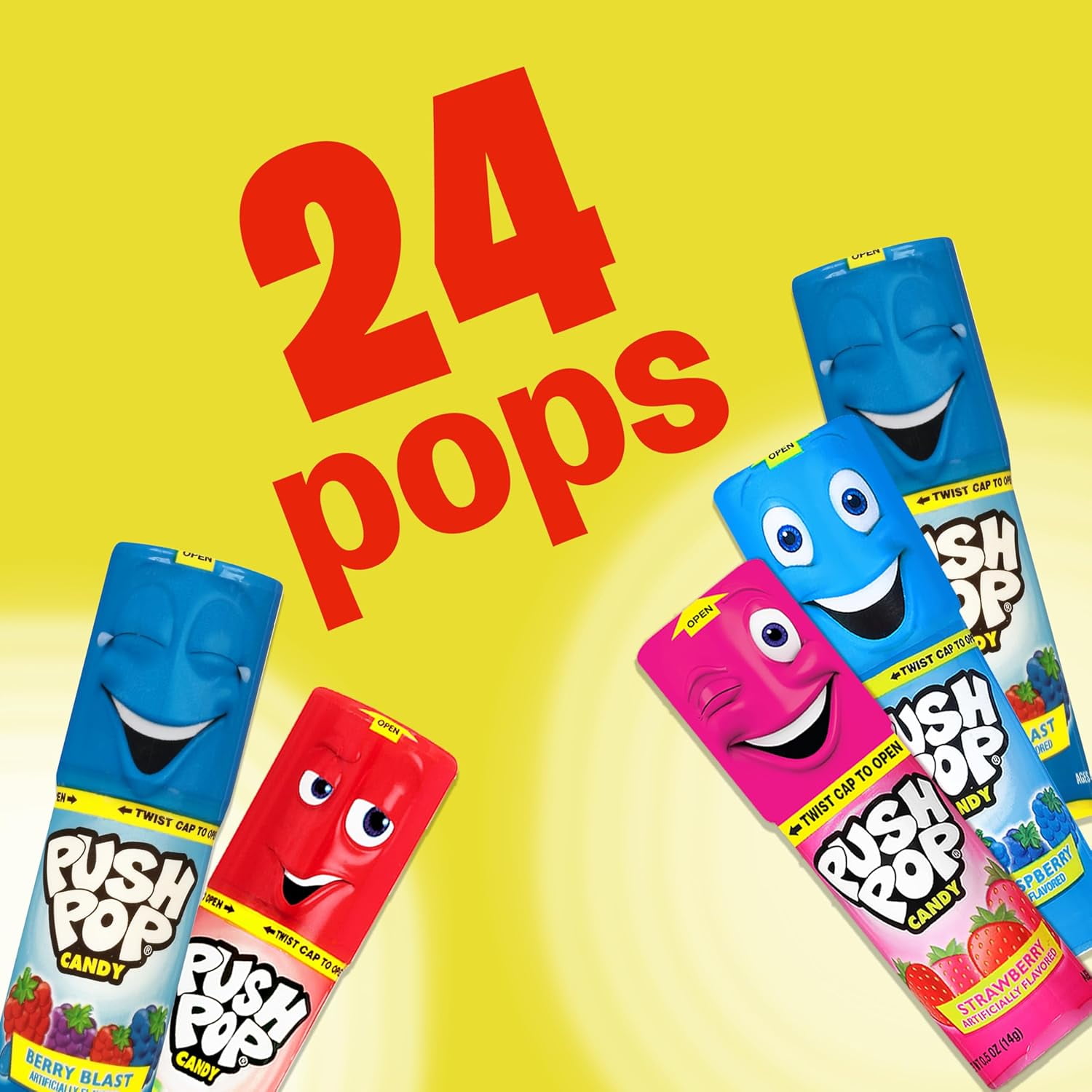 Topps Push Pop Fruit Frenzy Candy - 24 Pieces/Pack, 2 Pack