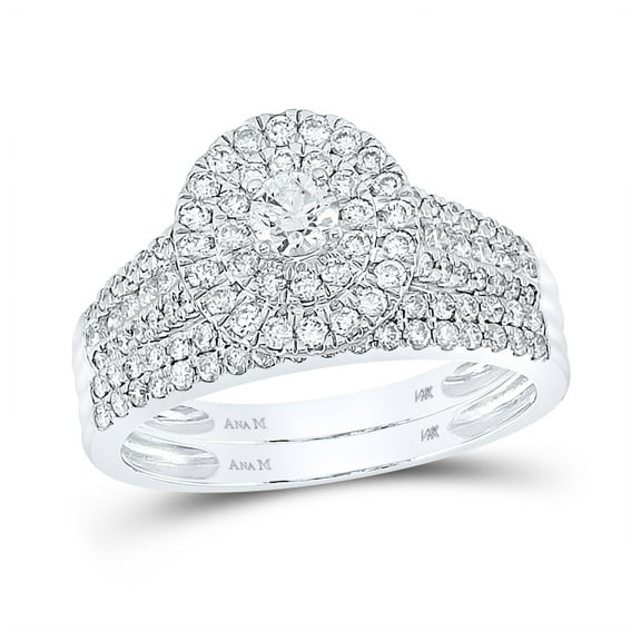 14K White Gold Round Dia. Bridal Wedding Band Set 1ct, Women's Sz: 5-10
