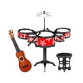 thumbnail image 3 of Baterías de simulación, kits de batería con baquetas, juguetes educativos para niños, batería de jazz Silla Guitarra Roja, 3 of 9