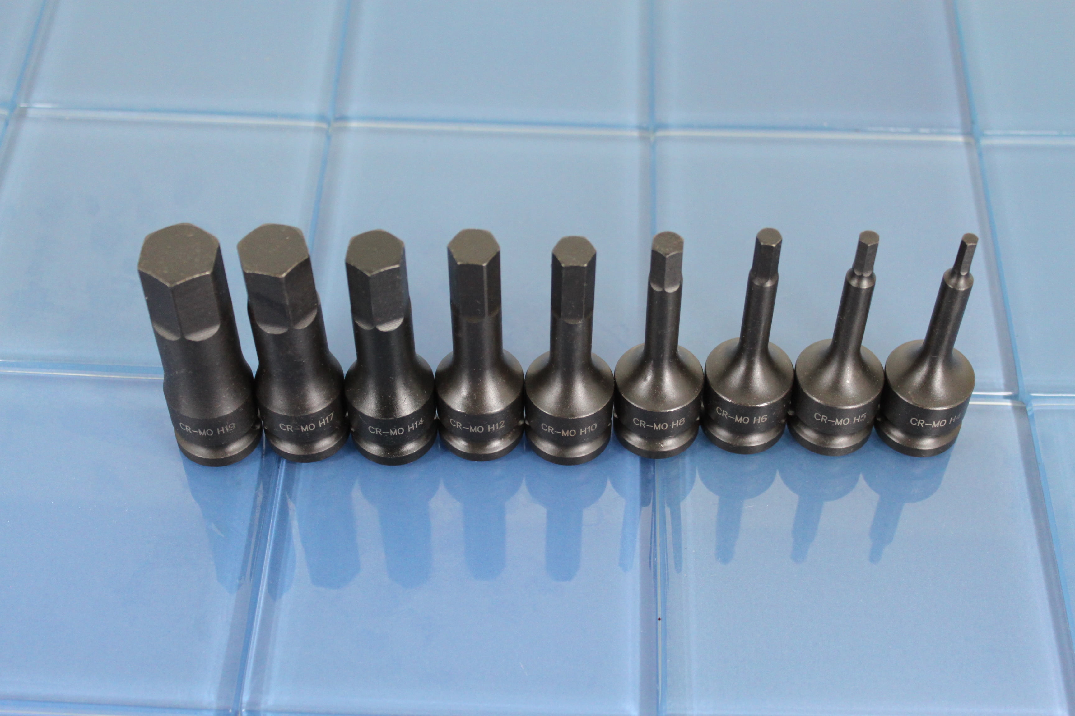 TEMO 9 pc 3 Inch (76 mm) Long Hex Hexagon Black Impact Bit Socket Set 1/2 Inch (12.7 mm) Square Drive Auto Repair Tool Gc