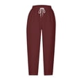 thumbnail image 5 of Seductiva Women's Casual Pants Pants for Women Casual 2025 Summer Drawstring Elastic High Waist Linen Pants Wide Leg Cropped Trousers Business Work Casual Pants, 5 of 5