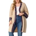 thumbnail image 2 of DARING DIVA Women's Plus Size Boho Relaxed Open Front Cardigans 4X Khaki, 2 of 6
