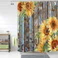 thumbnail image 3 of Sunflower Extra Long Shower Curtain, Spring Floral Farmhouse Retro Plant Dragonfly Bee Botanical Durable Waterproof Fabric Machine Washable with Hooks for Bathroom Bathtub Decor 72Wx78H, 3 of 6