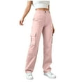 thumbnail image 3 of Cargo Pants for Women Elastic Waistband Chinos Slim Fit Outdoors Hiking Running Trouser with Zipper Multi-Pockets, 3 of 8