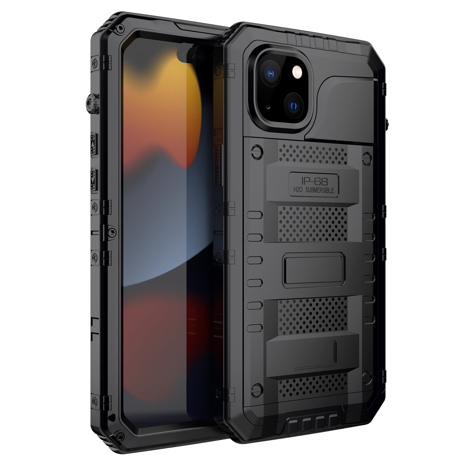 for iPhone 11 Case, Military Grade IP68 Waterproof Dustproof Shockproof Full Body Sealed Underwater Case with Built-in Screen Protector Heavy Duty Metal Rugged Defender Phone Case,Black