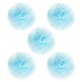 thumbnail image 1 of Uxcell 8" Pom Poms de Papel Flores Bola Decoración de Boda Fiesta, Azul Claro 5 Paquete, 1 of 6