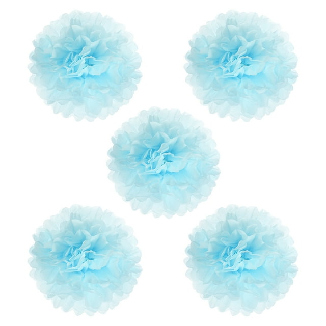 Uxcell 8" Pom Poms de Papel Flores Bola Decoración de Boda Fiesta, Azul Claro 5 Paquete
