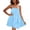 Light Blue, variant on Women's Spaghetti Strap Square Neck Mini Dress, Casual Loose A Line Swing Babydoll Dress, Sleeveless Adjustable Camisole Dress for Summer Beach Cover Up