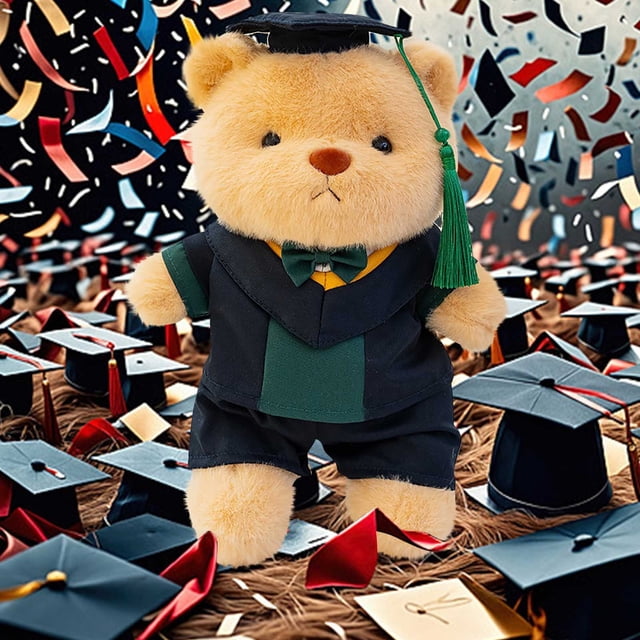Peluche oso de graduación | Animal de peluche suave de 30cm | Regalo para graduados de licenciatura y doctorado | Recuerdo lindo para compañeros de clase | Muñeco conmemorativo | 1 pieza | Algodón