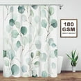 thumbnail image 2 of Green Eucalyptus Leaves Shower Curtain, Waterproof Fabric Botanical Plant Shower Curtain, Watercolor Light Green Cloth Bathroom Shower Curtains, 72 x 72 Inch, 2 of 6