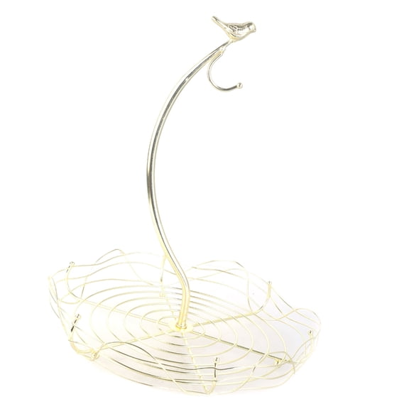 Contemporary Fruit Basket Bowl Portable Bird Designs Metal Fruit Bowl With Integrated Banana Hanger For Dining Area