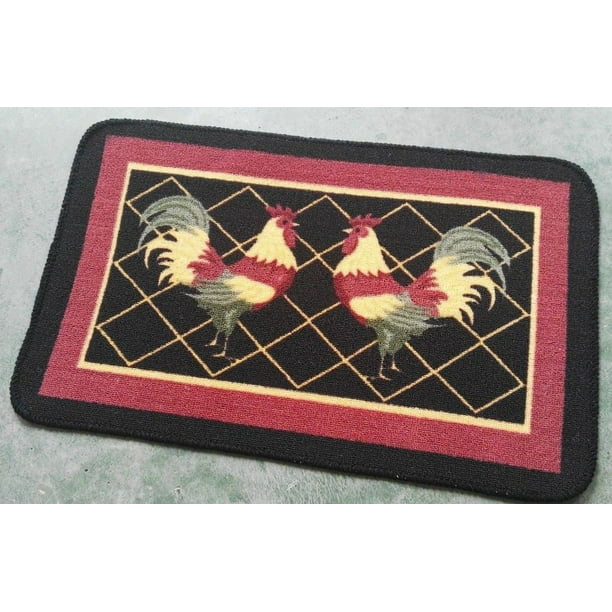 1PC 2165ROOSTERS PRINTED KITCHEN MAT ANTISLIP WITH LATEX BACKING