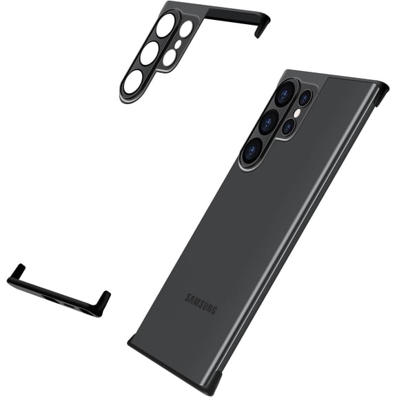 Compatible with Galaxy S24 Ultra Case Borderless Design Camera Lens Protection Slim Thin Lightweight Soft Silicone Frameless Case Shockproof Bumper Cover for Galaxy S24 Ultra 6.8 inch, Black