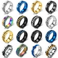 thumbnail image 2 of Titanium Steel Rotatable Chain Rings Men Women Stress Ring For Anxiety Couple Jewelry 8mm Corkscrew Rings Multifunctional Gift 1065 7, 2 of 6