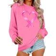 thumbnail image 2 of Htigea Breast Cancer Awareness Sweatshirt Women Pink Ribbon Long Sleeve Shirt Cancer Fight Tops Casual Pullover Pink 3XL, 2 of 5