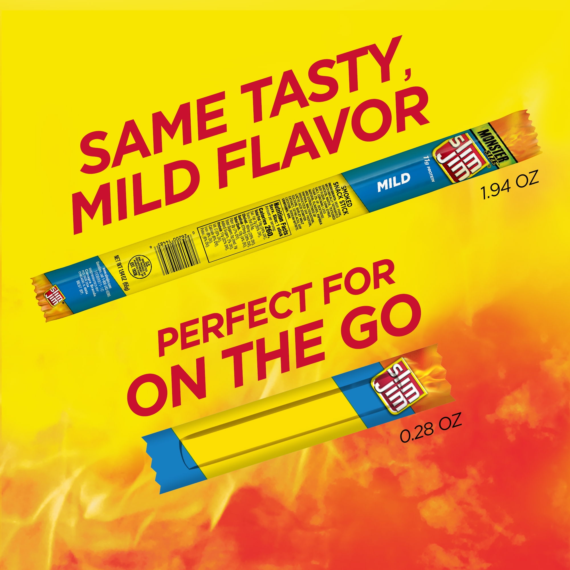 Slim Jim Original Mild Snack Size Sticks, Individually