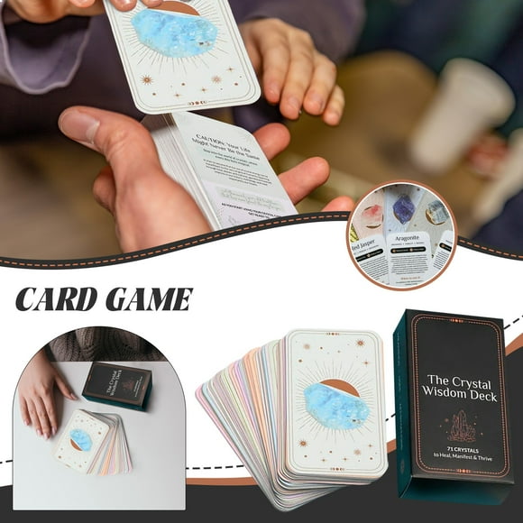 NAOJIE Crystal Healing Card Deck -71pc (Self-Care,Healing Crystals,Crystals Deck),Crystal Oracle Cards,Tarot Cards for Beginners,Beginner Tarot Deck