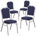 thumbnail image 1 of 4 Pk. HERCULES Series Crown Back Stacking Banquet Chair in Navy Fabric - Silver Frame, 1 of 9