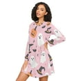 thumbnail image 3 of FORMRS Womens Long Sleeve Nightgowns Crew Neck Sleep Shirt Soft Pajamas Sizes S-3XL, Pink Halloween Ghosts, 3 of 8