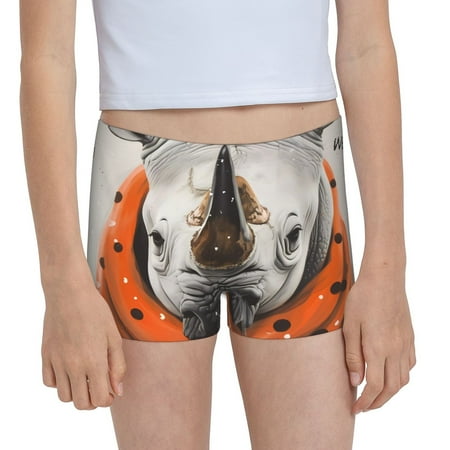 Pofeuu Polka Dot Rhino Welcome Print Soft Cotton Girls Boyshort panties Toddler Underwear-Small