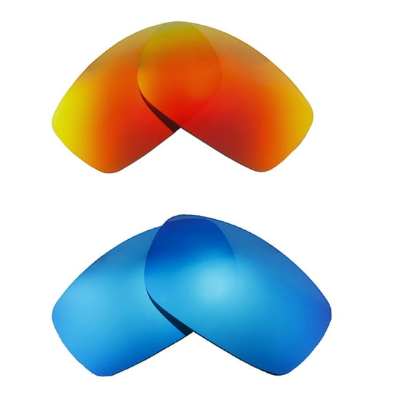 Walleva 2 Paris Polarized Replacement Lenses For Maui Jim World Cup Sunglasses-Fire Red   Ice Blue
