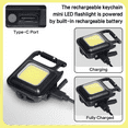 thumbnail image 4 of 2X LED Small Flashlight,1000Lumens Bright Rechargeable COB Keychain Flashlights,4 Light Modes Portable Pocket Light, 4 of 6