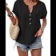 thumbnail image 1 of Blusas Casuales con Botones y Cuello en V para Mujer, Holgadas, de Corta, Lisas, para Otoño. Negro XXL, 1 of 3