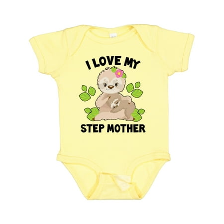 

Inktastic Cute Sloth I Love My Step Mother with Green Leaves Gift Baby Boy or Baby Girl Bodysuit