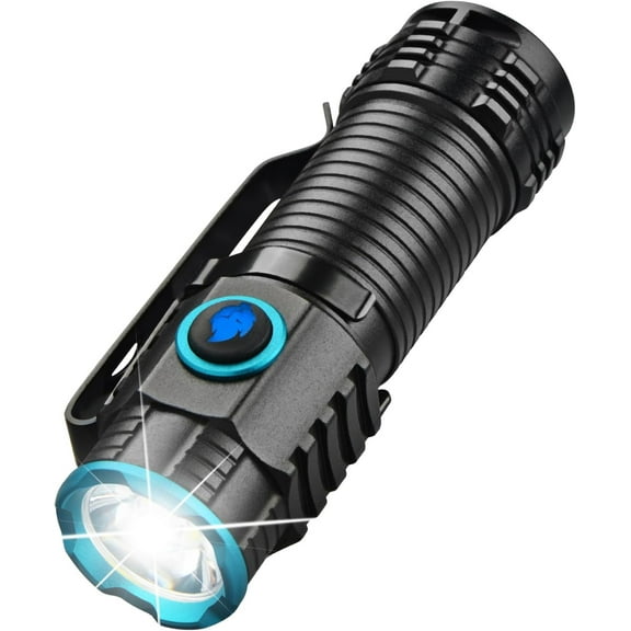 Small Flashlight, 1000 High Lumens, USB Rechargeable Compact LED Flashlight with Clip, Mini Pocket Sized EDC Flashlight with Unique Tail Design
