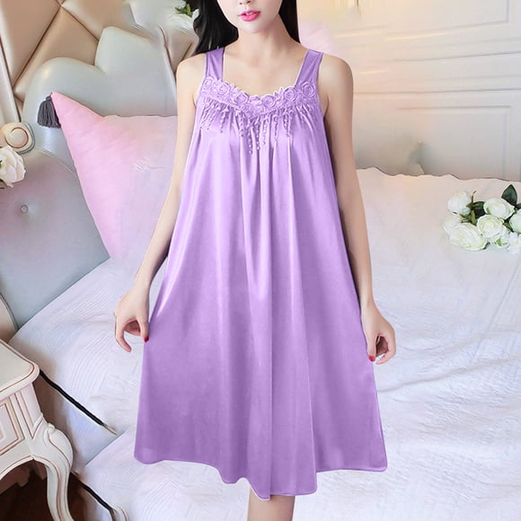 Sakmal Nightgowns for Women Victorian Sleep Tanks Vintage Sleepshirt Sleeveless Purple Sleep Tanks