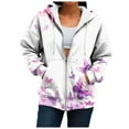 thumbnail image 4 of Gibobby Womens Sweatshirt Long Sleeve Zip Up Hoodie Pockets Jacket Casual Blouse Tops(XXXL,White), 4 of 7