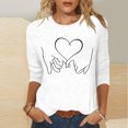 thumbnail image 5 of Tops de Cuello Redondo para las Mujeres Moda Impresa 3/4 Mangas Blusa Casual Top, Estante de Imitación, 5 of 5