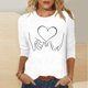 thumbnail image 2 of Tops de Cuello Redondo para las Mujeres Moda Impresa 3/4 Mangas Blusa Casual Top, Estante de Imitación, 2 of 5